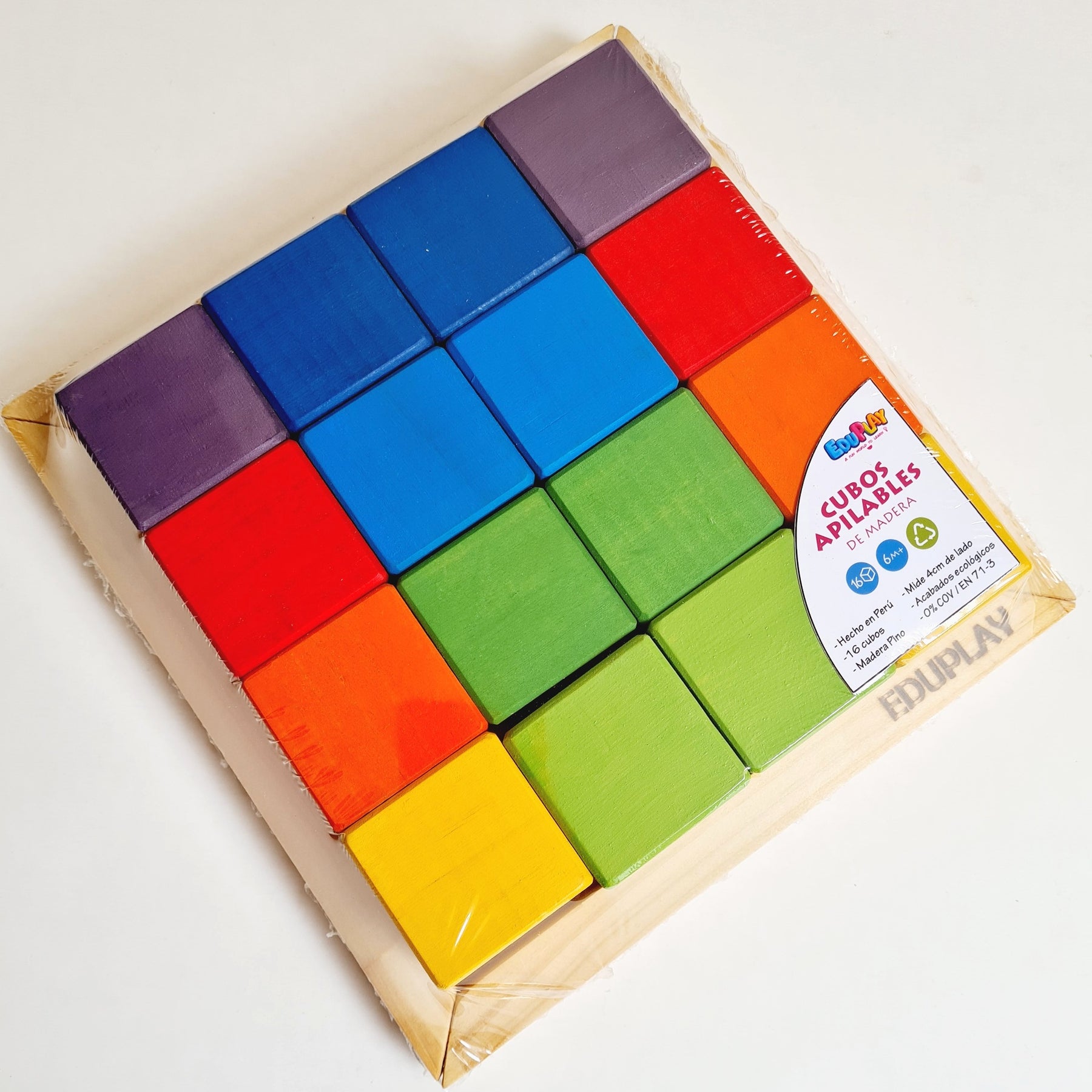 TOWO - Cajas apilables de madera, colores del arco iris, bloques de tazas  para anidar y clasificar para niños pequeños, cubos apilables, juguetes